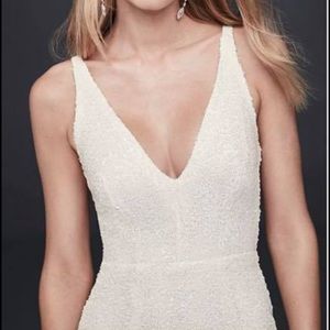 Allover Sequined V-Neck Sheath Gown